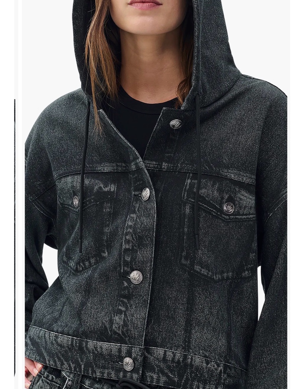 Rag & Bone Miramar Hooded Trompe l'Oeil Faux Denim Terry Trucker Jacket